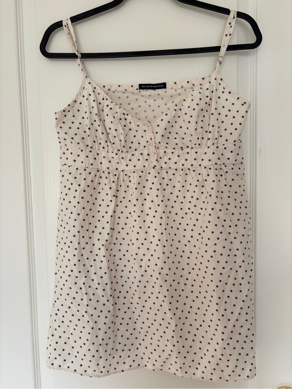 Brandy Melville Light Cream Polka Dot Spaghetti Strap mini dress baby doll